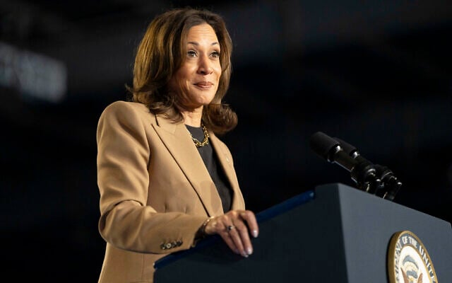 US Vice President and Democratic presidential candidate Kamala Harris speaks during a campaign rally at the Rawhide Western Town and Event Center in Chandler, Arizona, on October 10, 2024. (Photo by Rebecca Noble/AFP) US Vice President and Democratic presidential candidate Kamala Harris speaks during a campaign rally at the Rawhide Western Town and Event Center in Chandler, Arizona, on October 10, 2024. (Photo by Rebecca Noble/AFP)