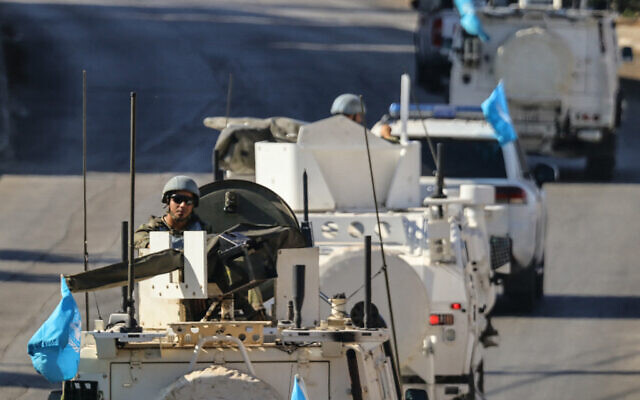 Vehicles from the United Nations Interim Force in Lebanon (UNIFIL) patrol in Marjayoun in southern Lebanon on October 12, 2024. (AFP) Vehicles from the United Nations Interim Force in Lebanon (UNIFIL) patrol in Marjayoun in southern Lebanon on October 12, 2024. (AFP)