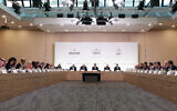 Participants at an international conference in support of Lebanon, in Paris on October 24, 2024. (Alain Jocard/AFP)