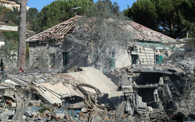 A picture shows the damage after an overnight Israeli airstrike that targeted Hezbollah in the southern Lebanese village of Marjayoun on October 27, 2024 (AFP)