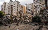 A damaged building is seen at the site of an Israeli airstrike in Beirut's southern suburb, Lebanon, October 1, 2024. (AP/Hassan Ammar)
