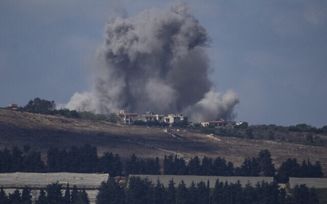 An Israeli airstrike hits an area in southern Lebanon as seen from northern Israel, Oct. 2, 2024. (AP/Leo Correa) An Israeli airstrike hits an area in southern Lebanon as seen from northern Israel, Oct. 2, 2024. (AP/Leo Correa)