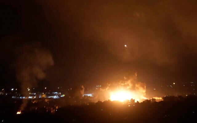 Flames rise from Israeli airstrikes in Dahiyeh, Beirut, Lebanon, October 4, 2024. (AP Photo/Hussein Malla) Flames rise from Israeli airstrikes in Dahiyeh, Beirut, Lebanon, October 4, 2024. (AP Photo/Hussein Malla)