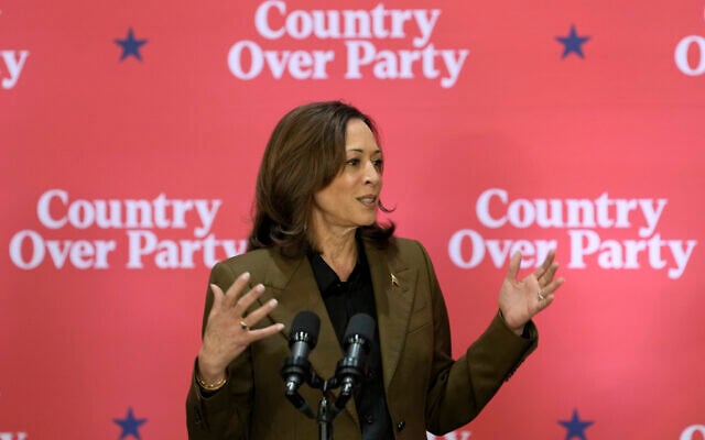 Democratic presidential nominee US Vice President Kamala Harris speaks at a campaign event Friday, Oct. 11, 2024, at the Grayhawk Golf Club in Scottsdale, Ariz. (AP Photo/Ross D. Franklin)