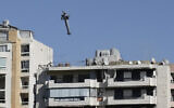 A bomb dropped from an Israeli jet hits a building in Ghobeiri, Beirut, Lebanon, October 22, 2024. (AP Photo/Bilal Hussein)