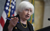 US Treasury Secretary Janet Yellen speaks during a news conference at the US Treasury Department in Washington, October 22, 2024. (AP Photo/J. Scott Applewhite)