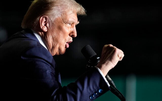 Republican presidential nominee and former US president Donald Trump speaks during a campaign rally, October 22, 2024, in Greensboro, North Carolina. (AP Photo/Alex Brandon) Republican presidential nominee and former US president Donald Trump speaks during a campaign rally, October 22, 2024, in Greensboro, North Carolina. (AP Photo/Alex Brandon)