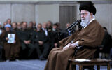Iran's Supreme Leader Ayatollah Ali Khamenei addresses a meeting in Tehran, Iran, October 27, 2024. (Office of the Iranian Supreme Leader via AP)