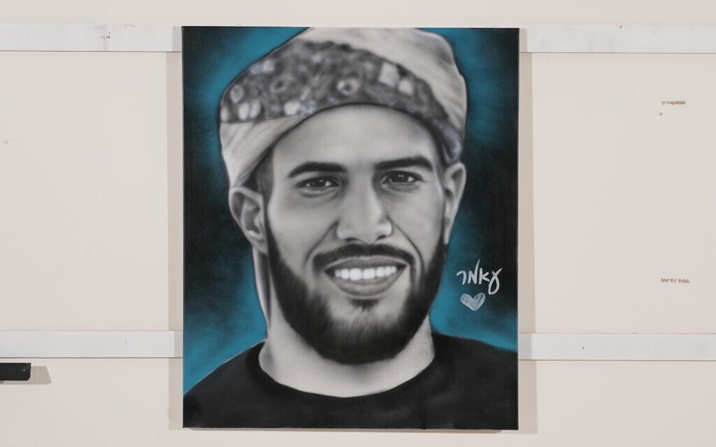 Bedouin Amer Abu Sabila who was killed by Hamas terrorists in Sderot on October 7, portrayed here by Benzi Brofman (Courtesy Tzachi Kivenshtein)