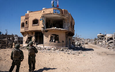 The house where Hamas leader Yahya Sinwar was killed by troops, in southern Gaza's Rafah, October 20, 2024. (Emanuel Fabian/Times of Israel)