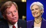 Former KKK president David Duke, left, announced on his radio show Oct. 15 that he is endorsing Green Party presidential candidate Jill Stein. (Photos via YouTube, Wikimedia via JTA)