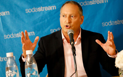 SodaStream CEO Daniel Birnbaum speaks during a press conference in Tel Aviv, August 20, 2018 (Flash90)