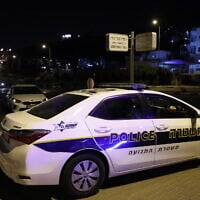 Illustrative: A police car in Jerusalem on June 8, 2020. (Olivier Fitoussi/Flash90)