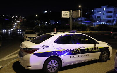 Illustrative: A police car in Jerusalem on June 8, 2020. (Olivier Fitoussi/Flash90)