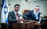 Communications Minister Shlomo Karhi speaks during a plenum session in the Knesset, July 3, 2024. (Yonatan Sindel/Flash90)