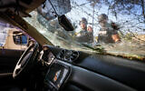The site where a rocket from Lebanon hit in the northern city of Karmiel, October 14, 2024. (David Cohen/Flash90)