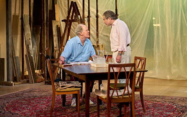 John Lithgow as Roald Dahl (left) and Elliot Levey as Tom Maschler in Mark Rosenblatt’s play, 'Giant.' (Courtesy/ Manuel Harlan) John Lithgow as Roald Dahl (left) and Elliot Levey as Tom Maschler in Mark Rosenblatt’s play, 'Giant.' (Courtesy/ Manuel Harlan)