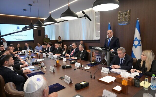 Prime Minister Benjamin Netanyahu addresses a cabinet meeting on October 7, 2024. (Amos Ben Gershom/GPO) Prime Minister Benjamin Netanyahu addresses a cabinet meeting on October 7, 2024. (Amos Ben Gershom/GPO)
