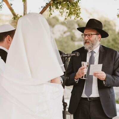 Rabbi Igal Hazan officiates at a wedding in Milan, Italy, in this undated photo. (Courtey)