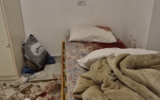 A bloody mattress is seen the morning after a deadly shooting attack in the city of Kafr Qasim which left two dead and one more in critical condition, October 22, 2024. (Screen capture via Ynet, used in accordance with Clause 27a of the Copyright Law)