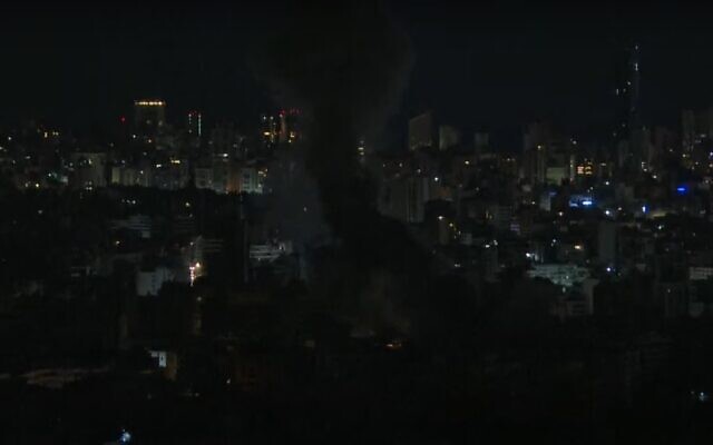 Smoke rises following an apparent airstrike in Beirut, Lebanon, early on October 20, 2024. (Screenshot: YouTube; used in accordance with Clause 27a of the Copyright Law)