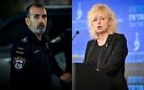This composite image shows Israel Police Commissioner Daniel Levy and Attorney General Gali Baharav-Miara. (Chaim Goldberg/Flash90)