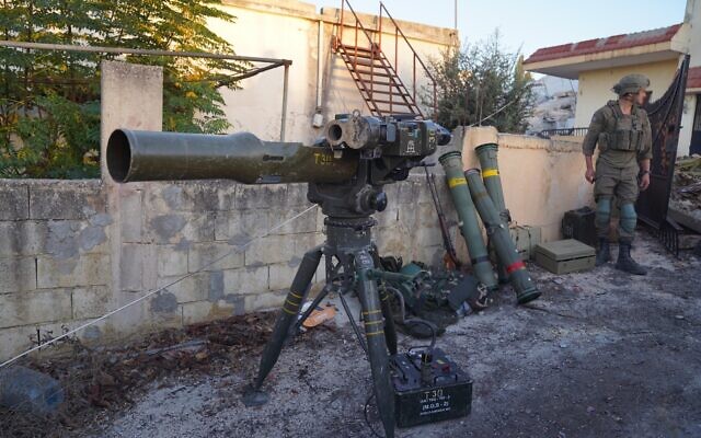 A missile launcher found in a village in southern Lebanon, in a handout photo published by the IDF on October 4, 2024. (Israel Defense Forces) A missile launcher found in a village in southern Lebanon, in a handout photo published by the IDF on October 4, 2024. (Israel Defense Forces)