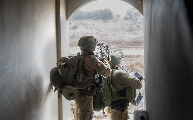 Troops operating in Gaza in an undated image released by the military on October 8, 2024 (Israel Defense Forces)
