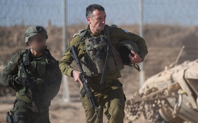 IDF Chief of Staff Lt. Gen. Herzi Halevi is seen in the northern Gaza Strip, October 23, 2024. (Israel Defense Forces) IDF Chief of Staff Lt. Gen. Herzi Halevi is seen in the northern Gaza Strip, October 23, 2024. (Israel Defense Forces)