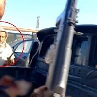 Hamas terrorist and UNRWA staffer Muhammad Abu Attawi during the attack on a bomb shelter near Kibbutz Re'im on October 7, 2023. (Israel Defense Forces)