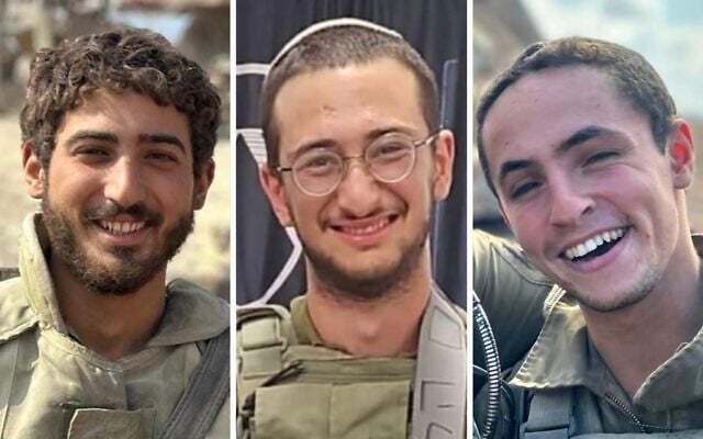 Soldiers killed in fighting in Gaza on October 25, 2024 (L-R): Sgt. Ido Ben Zvi, Sgt. Hillel Ovadia, Cpt. Barak Israel Sagan (Courtesy) Soldiers killed in fighting in Gaza on October 25, 2024 (L-R): Sgt. Ido Ben Zvi, Sgt. Hillel Ovadia, Cpt. Barak Israel Sagan (Courtesy)