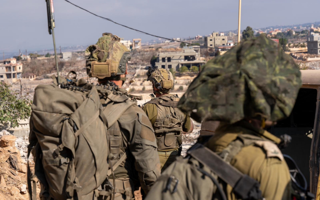 Troops from the 36th Division operate in southern Lebanon in a photo released for publication on October 13, 2024 (Israel Defense Forces)