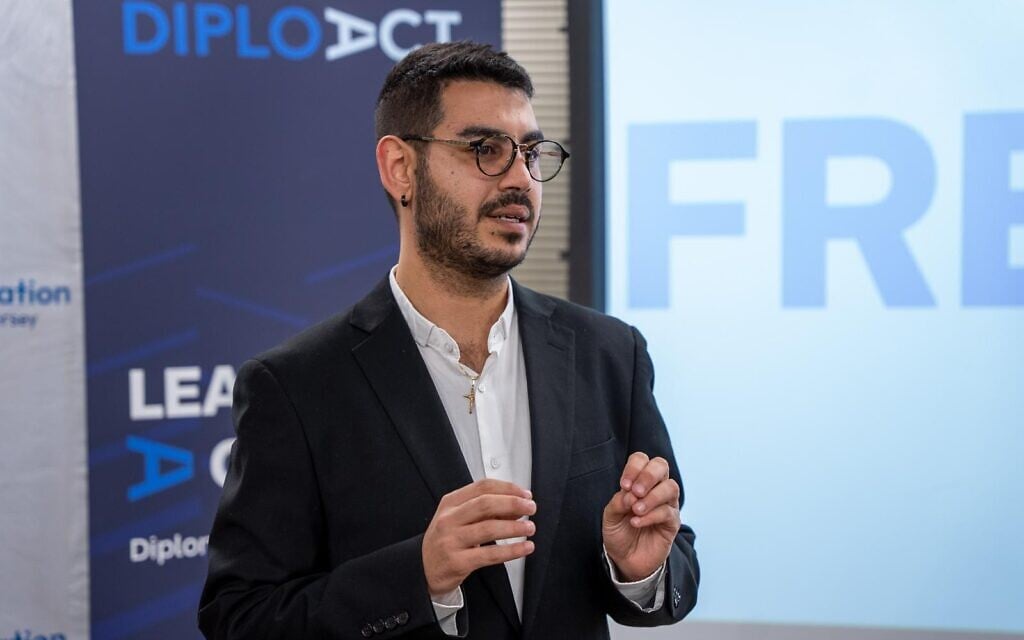 Jonathan Elkhoury speaks at an event in New Jersey sponsored by DiploAct in September 2024. (Courtesy/DiploAct)