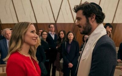 Kristen Bell (left) as Joanne and Adam Brody as Noah in the Netflix series "Nobody Wants This." (Stefania Rosini/Netflix via JTA)