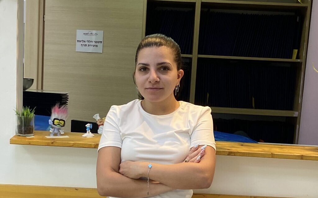 Stephani Haleli Elias at work at Hashef College in Haifa on October 6, 2024. (Courtesy)