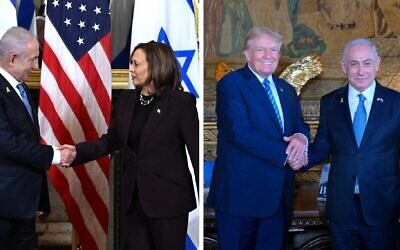 Benjamin Netanyahu meets this year with presidential nominee Vice President Kamala Harris and former President Donald Trump. (Getty Images via JTA)