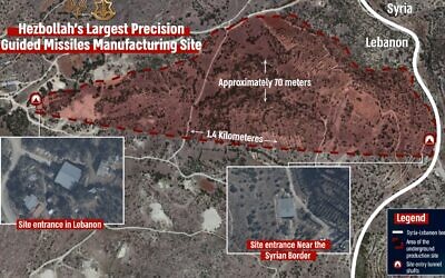 This IDF infographic shows an illustration of an underground Hezbollah precision missile manufacturing site that was bombed November 25, 2024. (Israel Defense Forces)