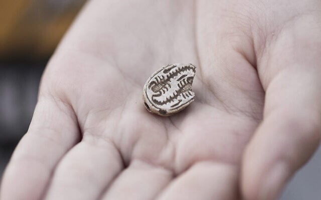 A scarab amulet adorned with scorpions, the symbol of the Egyptian goddess Serket, in an image released on November 28, 2024. (Emil Aladjem, Israel Antiquities Authority) A scarab amulet adorned with scorpions, the symbol of the Egyptian goddess Serket, in an image released on November 28, 2024. (Emil Aladjem, Israel Antiquities Authority)