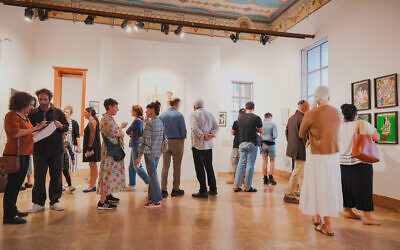 The opening of 'No Words,' an exhibit of the Jerusalem Biennale marking one year since Hamas's October 7, 2023, massacre, in the old Shaare Zedek building, October 7, 2024. (Yakov Buta)