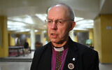 Archbishop of Canterbury Justin Welby speaks during a visit to the tomb of Oscar Arnulfo Romero in San Salvador, El Salvador, on June 4, 2024. (Marvin RECINOS / AFP)