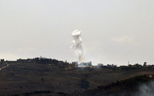 Illustrative: Smoke from an Israeli strike in Markaba in southern Lebanon, on July 23, 2024 (Jalaa MAREY / AFP)