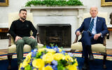 US President Joe Biden meets with Ukraine's President Volodymyr Zelensky at the Oval Office of the White House in Washington, DC, on September 26, 2024. (Saul Loeb/AFP)