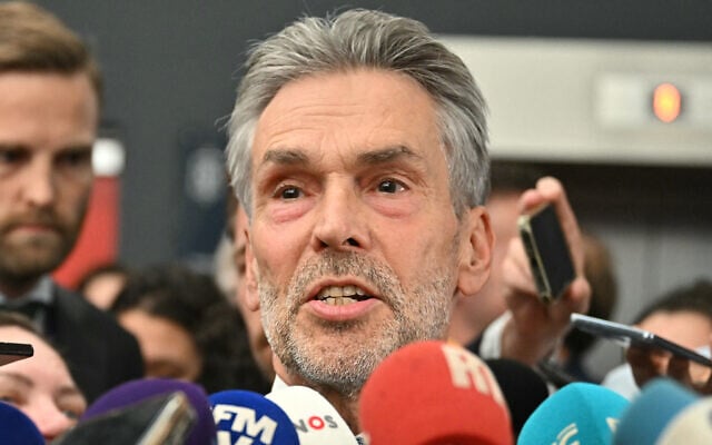 Netherlands' Prime Minister Dick Schoof delivers a press statement at an EU meeting in Budapest, Hungary, on November 8, 2024. (Attila Kisbenedek/AFP) Netherlands' Prime Minister Dick Schoof delivers a press statement at an EU meeting in Budapest, Hungary, on November 8, 2024. (Attila Kisbenedek/AFP)