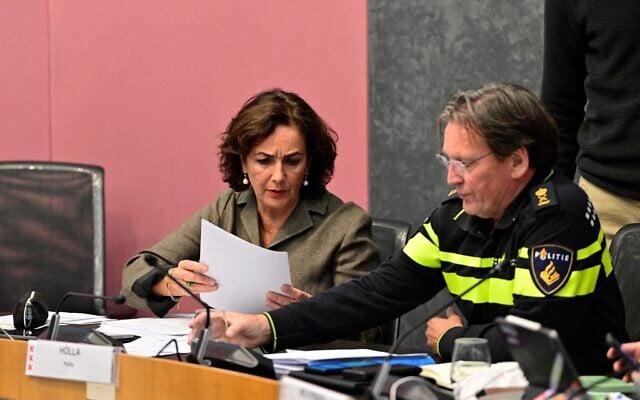 Mayor of Amsterdam Femke Halsema (L) is about to speak during an emergency meeting of the Amsterdam City Council on November 12, 2024, days after the Dutch capital was rocked by violent antisemitic attacks on Israeli soccer fans. (Photo by Nick Gammon / AFP) Mayor of Amsterdam Femke Halsema (L) is about to speak during an emergency meeting of the Amsterdam City Council on November 12, 2024, days after the Dutch capital was rocked by violent antisemitic attacks on Israeli soccer fans. (Photo by Nick Gammon / AFP)