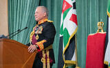 A handout picture provided by Jordan's Royal Palace shows King Abdullah II addressing the opening of the 20th ordinary session of the National Assembly in Amman on November 18, 2024. (Chris Setian / Jordanian Royal Palace / AFP)