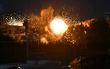 A ball of fire erupts at the site of an Israeli airstrike that targeted Beirut's southern suburbs on November 22, 2024. (Fadel Itani/AFP)