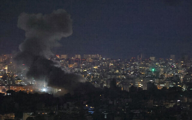Smoke rises from the site of an Israeli airstrike targeting the southern suburbs of Beirut, November 23, 2024. (Ibrahim Amro/AFP) Smoke rises from the site of an Israeli airstrike targeting the southern suburbs of Beirut, November 23, 2024. (Ibrahim Amro/AFP)