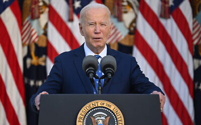 US President Joe Biden announces a ceasefire between Israel and Hezbollah, in the Rose Garden of the White House on November 26, 2024, in Washington. (Saul Loeb/AFP)