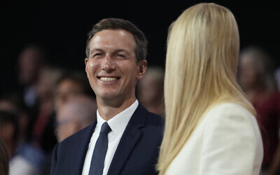 Jared Kushner and Ivanka Trump are seen during the final day of the Republican National Convention, July 18, 2024, in Milwaukee, Wisconsin. (AP Photo/Carolyn Kaster)