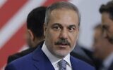 Turkish Foreign Minister Hakan Fidan attends Outreach/BRICS Plus format session at the BRICS Summit in Kazan, Russia, October 24, 2024. (Maxim Shemetov, Pool Photo via AP)